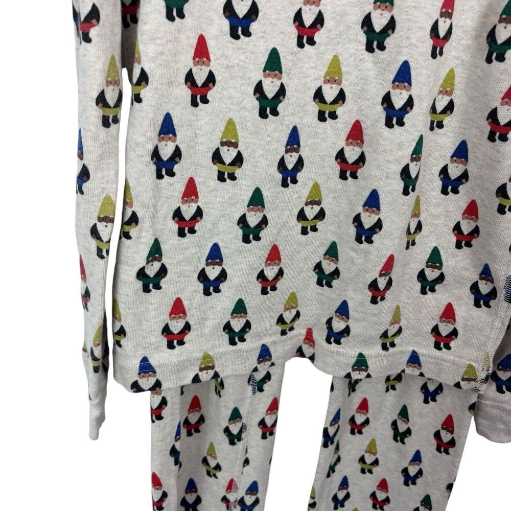 Hanna Andersson Kids Beige Gnome Christmas Pajama Set Unisex 100% Cotton Size 12 - Picture 3 of 5